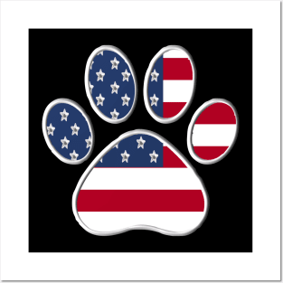 Paw With American Flag Posters and Art